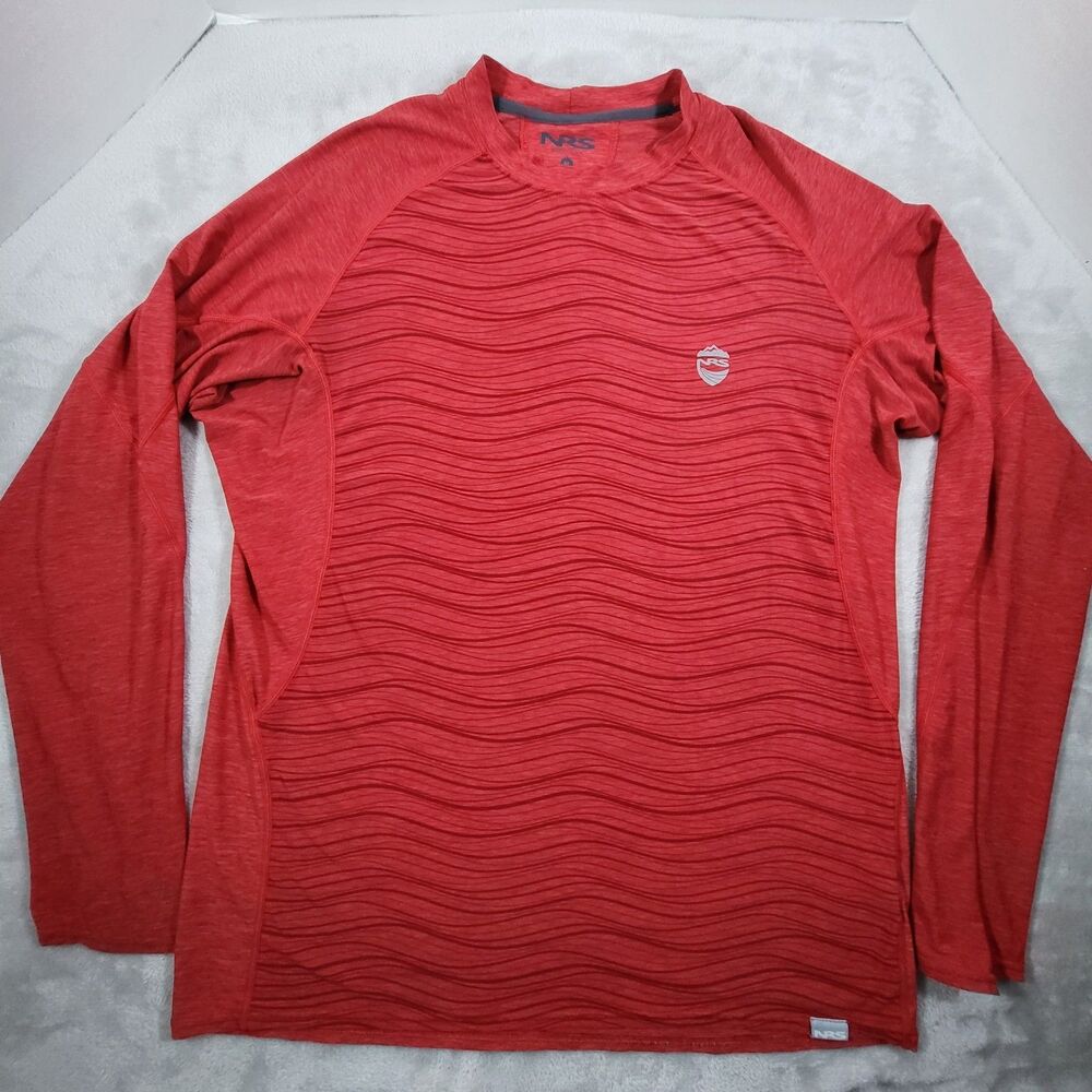 NRS H2Core Silkweight Shirt Mens Medium Red Long Sleeve Relaxed Fit Outdoor Gym
